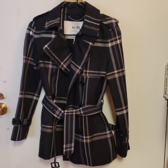 NWOT Coach plaid trench coat - Picture 3 of 5